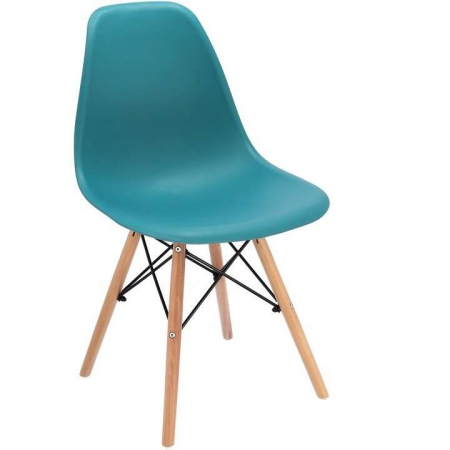 SCAUNE STIL SCANDINAV, PLASTIC, METAL, LEMN, TURCOAZ, SET 4 BUC, 46X52X81 CM, EVA [1]