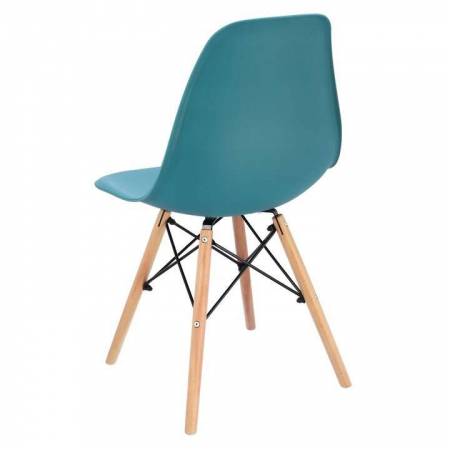 SCAUNE STIL SCANDINAV, PLASTIC, METAL, LEMN, TURCOAZ, SET 4 BUC, 46X52X81 CM, EVA [6]