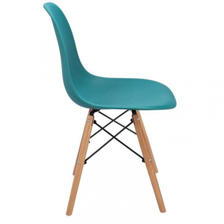 SCAUNE STIL SCANDINAV, PLASTIC, METAL, LEMN, TURCOAZ, SET 4 BUC, 46X52X81 CM, EVA [4]