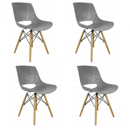 Scaune stil snadinav - SCAUNE STIL SCANDINAV, PP, LEMN, MAX 100 KG, GRI, SET 4 BUC, 45X55X78 CM, LARS
