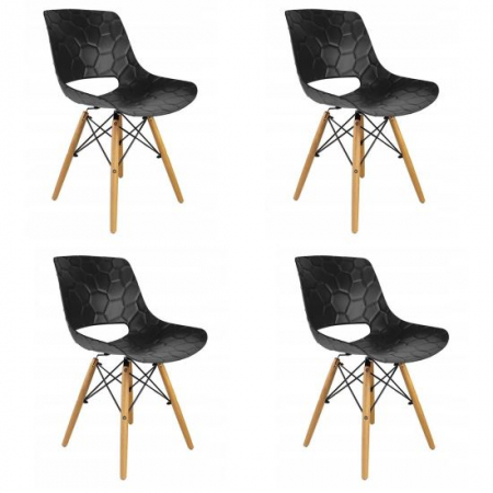 Scaune stil snadinav - SCAUNE STIL SCANDINAV, PP, LEMN, MAX 100 KG, NEGRU, SET 4 BUC, 45X55X78 CM, LARS