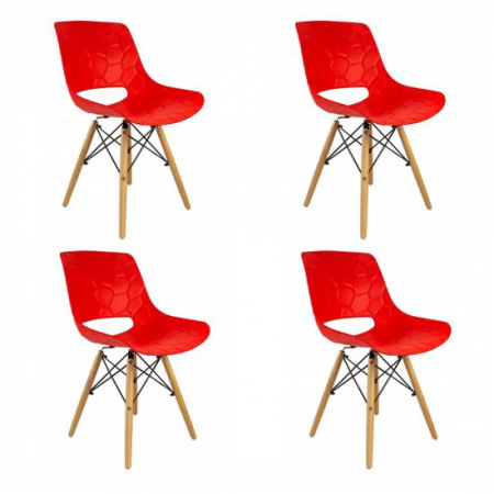 Scaune stil snadinav - SCAUNE STIL SCANDINAV, PP, LEMN, MAX 100 KG, ROSU, SET 4 BUC, 45X55X78 CM, LARS