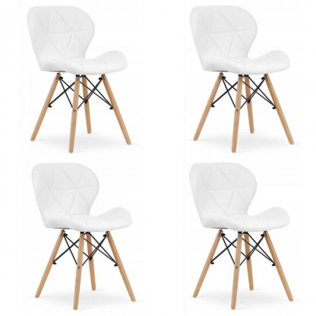Amenajari Interioare - SCAUNE STIL SCANDINAV, SET 4 BUC, ARTOOL, LAGO, PIELE ECOLOGICA, LEMN, ALB, 47X38X73 CM