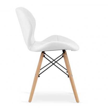 SCAUNE STIL SCANDINAV, SET 4 BUC, ARTOOL, LAGO, PIELE ECOLOGICA, LEMN, ALB, 47X38X73 CM [3]