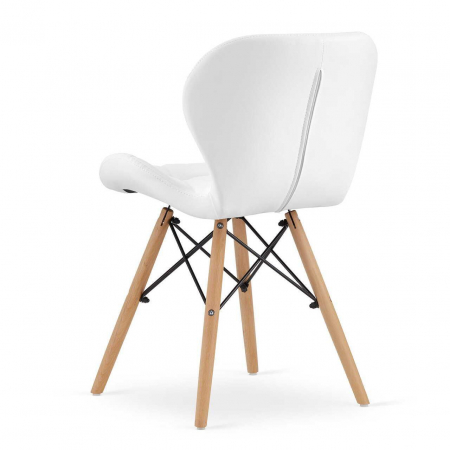 SCAUNE STIL SCANDINAV, SET 4 BUC, ARTOOL, LAGO, PIELE ECOLOGICA, LEMN, ALB, 47X38X73 CM [2]