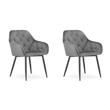 Scaune bucatarie - SET 2 SCAUNE BUCATARIE/LIVING, ARTOOL, FORIO, CATIFEA, METAL, GRI SI NEGRU, 61X55.5X81 CM