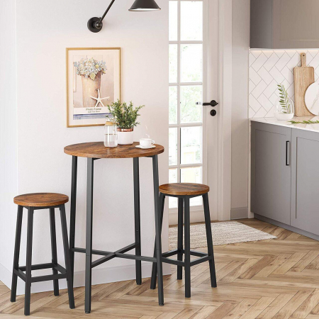 SET 2 SCAUNE DE BUCATARIE/BAR, ARTOOL, PAL SI OTEL, MARO RUSTIC, NEGRU, 32X65 CM [6]