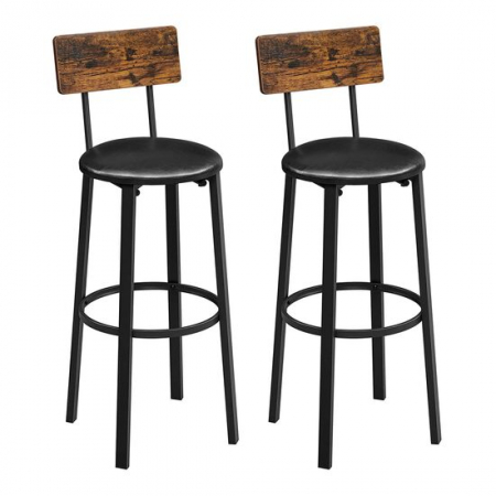 Scaune - SET 2 SCAUNE DE BUCATARIE/BAR, ARTOOL, PAL SI OTEL, MARO RUSTIC, NEGRU, 39X39X100 CM