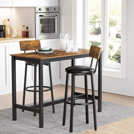 SET 2 SCAUNE DE BUCATARIE/BAR, ARTOOL, PAL SI OTEL, MARO RUSTIC, NEGRU, 39X39X100 CM [3]