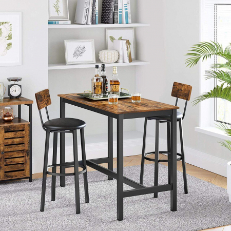 SET 2 SCAUNE DE BUCATARIE/BAR, ARTOOL, PAL SI OTEL, MARO RUSTIC, NEGRU, 39X39X100 CM [4]