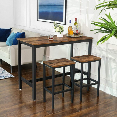 SET 2 SCAUNE DE BUCATARIE/BAR, ARTOOL, PAL SI OTEL, MARO RUSTIC, NEGRU, 40X30X65 CM [2]