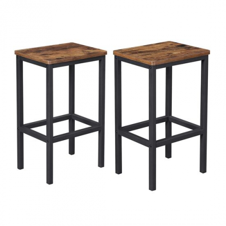 Amenajari Interioare - SET 2 SCAUNE DE BUCATARIE/BAR, ARTOOL, PAL SI OTEL, MARO RUSTIC, NEGRU, 40X30X65 CM