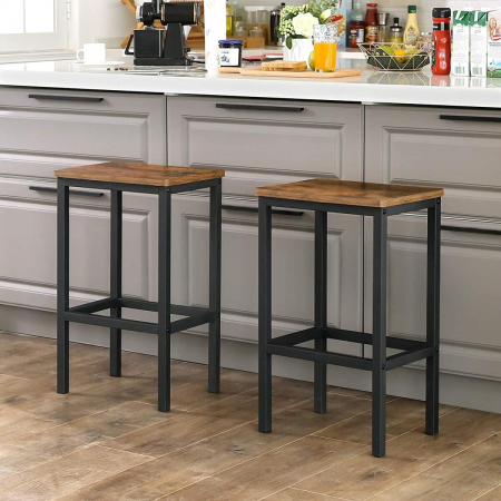 SET 2 SCAUNE DE BUCATARIE/BAR, ARTOOL, PAL SI OTEL, MARO RUSTIC, NEGRU, 40X30X65 CM [4]