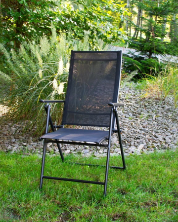 Set 2 scaune pliabile pentru gradina sau terasa, structura metalica, design ergonomic, negru [1]