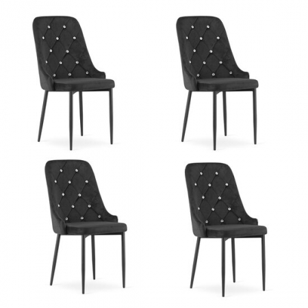 Scaune bucatarie - SET 4 SCAUNE BUCATARIE/LIVING, ARTOOL, AMORE, CATIFEA, METAL, NEGRU, 48X56X93 CM
