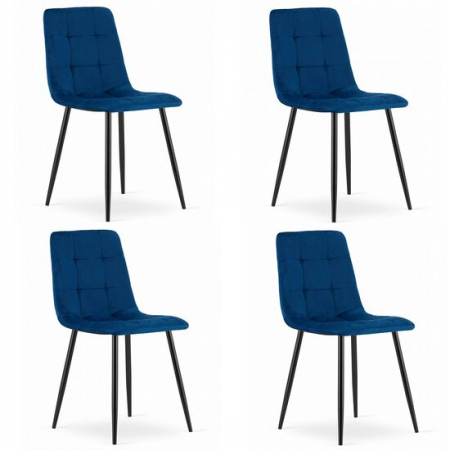 Amenajari Interioare - SET 4 SCAUNE BUCATARIE/LIVING, ARTOOL, KARA, CATIFEA, METAL, BLEUMARIN SI NEGRU, 44.5X50.5X87 CM