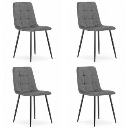 Amenajari Interioare - SET 4 SCAUNE BUCATARIE/LIVING, ARTOOL, KARA, CATIFEA, METAL, GRI SI NEGRU, 44.5X50.5X87 CM