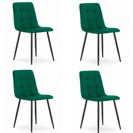 Amenajari Interioare - SET 4 SCAUNE BUCATARIE/LIVING, ARTOOL, KARA, CATIFEA, METAL, VERDE SI NEGRU, 44.5X50.5X87 CM