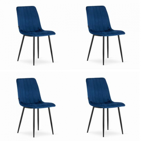 Amenajari Interioare - SET 4 SCAUNE BUCATARIE/LIVING, ARTOOL, LAVA, CATIFEA, METAL, BLEUMARIN SI NEGRU, 43X51X90 CM