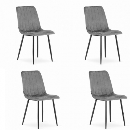 Amenajari Interioare - SET 4 SCAUNE BUCATARIE/LIVING, ARTOOL, LAVA, CATIFEA, METAL, GRI SI NEGRU, 43X51X90 CM