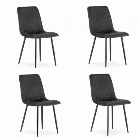Amenajari Interioare - SET 4 SCAUNE BUCATARIE/LIVING, ARTOOL, LAVA, CATIFEA, METAL, NEGRU, 43X51X90 CM