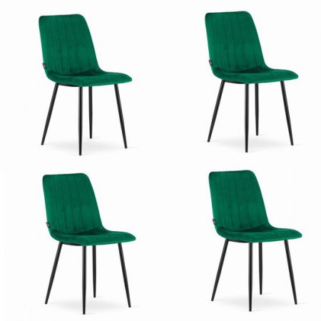 Amenajari Interioare - SET 4 SCAUNE BUCATARIE/LIVING, ARTOOL, LAVA, CATIFEA, METAL, VERDE SI NEGRU, 43X51X90 CM