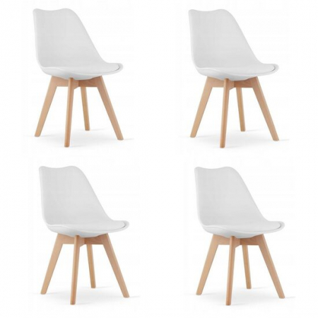 Amenajari Interioare - SET 4 SCAUNE BUCATARIE/LIVING, ARTOOL, MARK, PP, LEMN, ALB, 49X43X82 CM