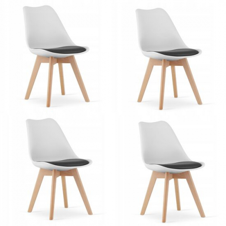 Scaune - SET 4 SCAUNE BUCATARIE/LIVING, ARTOOL, MARK, PP, LEMN, ALB, PERNA NEAGRA, 49X43X82 CM