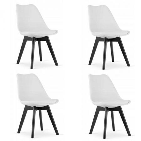 Amenajari Interioare - SET 4 SCAUNE BUCATARIE/LIVING, ARTOOL, MARK, PP, LEMN, ALB SI NEGRU, 49X55.5X82.5 CM