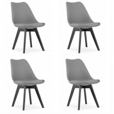 Amenajari Interioare - SET 4 SCAUNE BUCATARIE/LIVING, ARTOOL, MARK, PP, LEMN, GRAFIT SI NEGRU, 49X55.5X82.5 CM