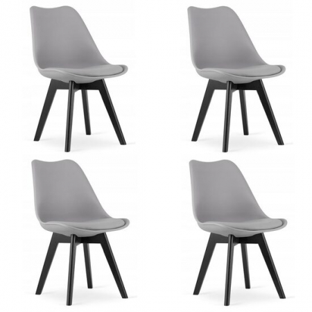 Amenajari Interioare - SET 4 SCAUNE BUCATARIE/LIVING, ARTOOL, MARK, PP, LEMN, GRI SI NEGRU, 49X55.5X82.5 CM