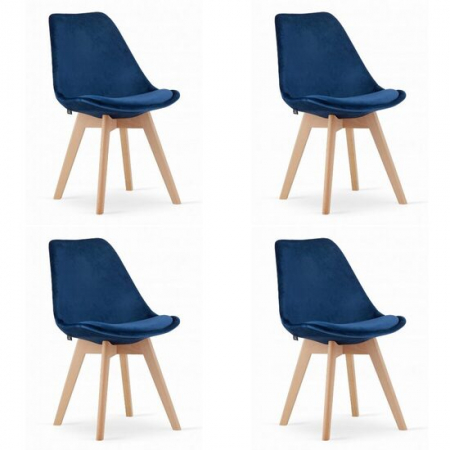 Amenajari Interioare - SET 4 SCAUNE BUCATARIE/LIVING, ARTOOL, NORI, CATIFEA, LEMN, ALBASTRU, 48.5X54X84 CM