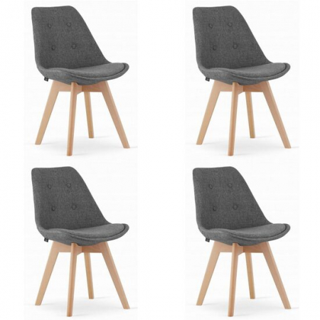 SET 4 SCAUNE BUCATARIE/LIVING, ARTOOL, NORI, STOFA, LEMN, GRI, CU NASTURI, 48.5X54X84 CM [0]