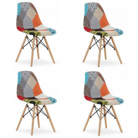 Amenajari Interioare - SET 4 SCAUNE BUCATARIE/LIVING, ARTOOL, SEUL, TEXTIL, LEMN, MOZAIC MULTICOLOR, 46.5X56.5X82.5 CM