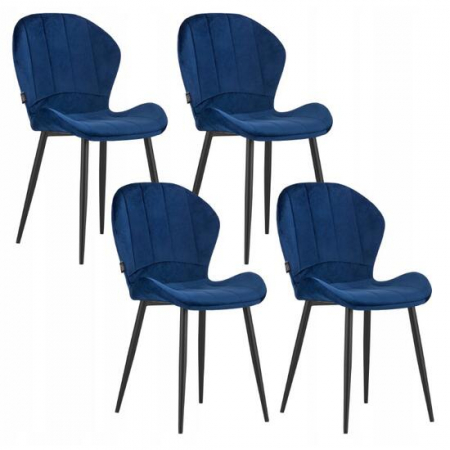 Scaune bucatarie - SET 4 SCAUNE BUCATARIE/LIVING, ARTOOL, TERNI, CATIFEA, METAL, BLEUMARIN, 50X62X86 CM