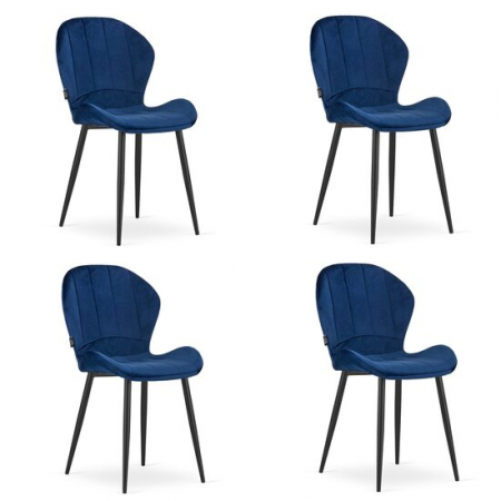 Amenajari Interioare - SET 4 SCAUNE BUCATARIE/LIVING, ARTOOL, TERNI, CATIFEA, METAL, BLEUMARIN, 50X62X86 CM