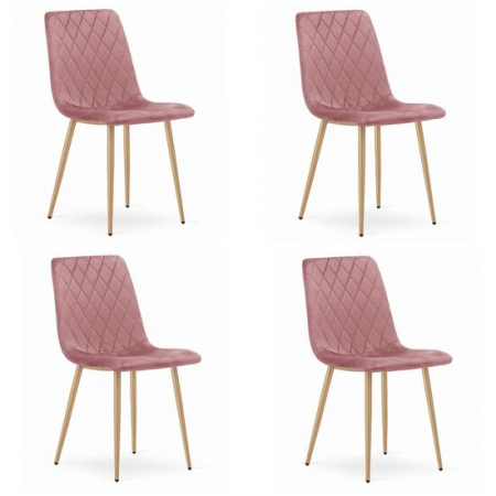 Amenajari Interioare - SET 4 SCAUNE BUCATARIE/LIVING, ARTOOL, TURIN, CATIFEA, LEMN, ROZ, 44.5X53X88.5 CM