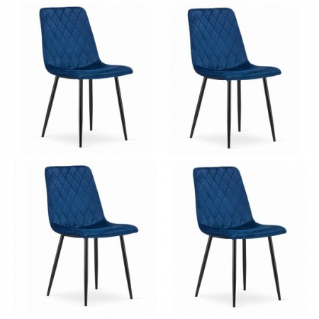 Amenajari Interioare - SET 4 SCAUNE BUCATARIE/LIVING, ARTOOL, TURIN, CATIFEA, METAL, BLEUMARIN SI NEGRU, 44.5X53X88.5 CM