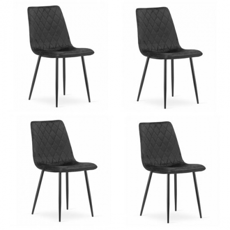 Amenajari Interioare - SET 4 SCAUNE BUCATARIE/LIVING, ARTOOL, TURIN, CATIFEA, METAL, NEGRU, 44.5X53X88.5 CM