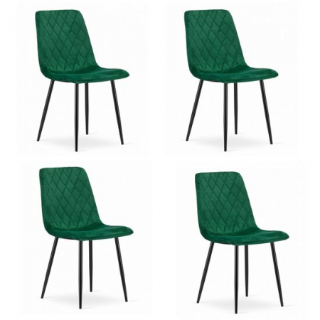 Amenajari Interioare - SET 4 SCAUNE BUCATARIE/LIVING, ARTOOL, TURIN, CATIFEA, METAL, VERDE SI NEGRU, 44.5X53X88.5 CM