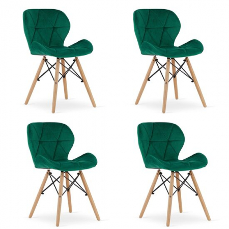 Amenajari Interioare - SET 4 SCAUNE STIL SCANDINAV, ARTOOL, LAGO, CATIFEA, LEMN, VERDE, 48X43X74 CM