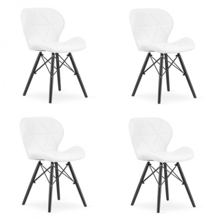 Amenajari Interioare - SET 4 SCAUNE STIL SCANDINAV, ARTOOL, LAGO, PIELE ECOLOGICA, LEMN, ALB SI NEGRU, 47.5X52X74 CM