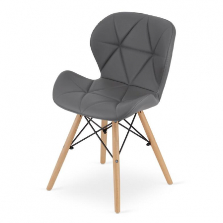 SET 4 SCAUNE STIL SCANDINAV, ARTOOL, LAGO, PIELE ECOLOGICA, LEMN, GRI, 47X38X73 CM [5]