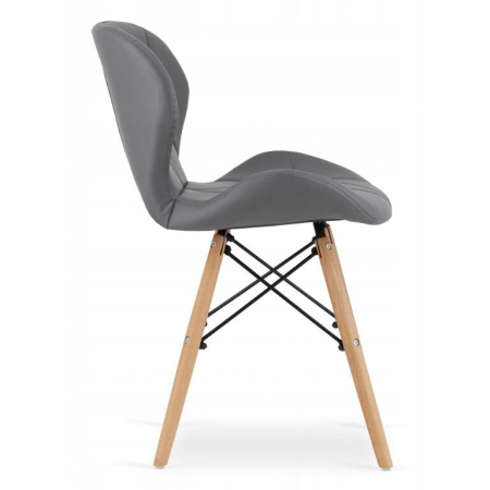 SET 4 SCAUNE STIL SCANDINAV, ARTOOL, LAGO, PIELE ECOLOGICA, LEMN, GRI, 47X38X73 CM [4]