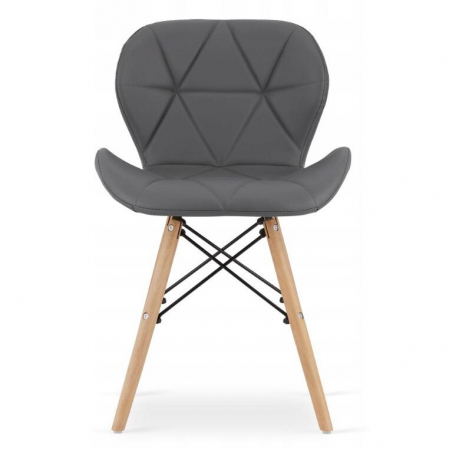 SET 4 SCAUNE STIL SCANDINAV, ARTOOL, LAGO, PIELE ECOLOGICA, LEMN, GRI, 47X38X73 CM [2]