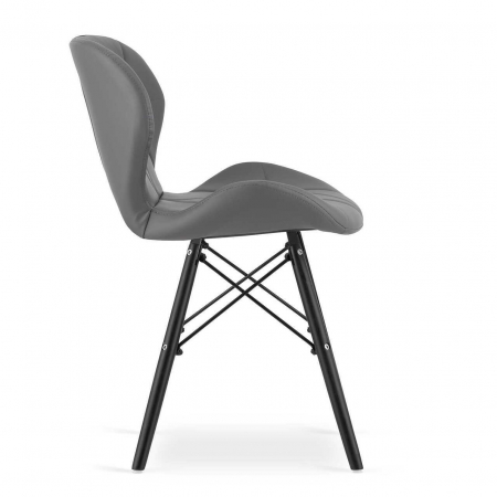 SET 4 SCAUNE STIL SCANDINAV, ARTOOL, LAGO, PIELE ECOLOGICA, LEMN, GRI SI NEGRU, 47.5X36X74 CM [1]
