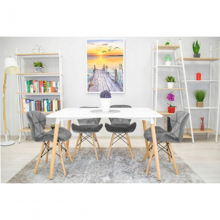 SET 4 SCAUNE STIL SCANDINAV, ARTOOL, LAGO VELVET, CATIFEA, LEMN, GRI, 47X36X73.5 CM [12]