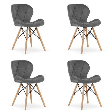 Amenajari Interioare - SET 4 SCAUNE STIL SCANDINAV, ARTOOL, LAGO VELVET, CATIFEA, LEMN, GRI, 47X36X73.5 CM
