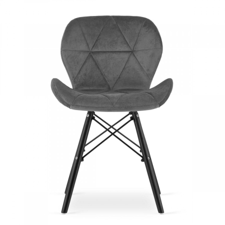 SET 4 SCAUNE STIL SCANDINAV, ARTOOL, LAGO VELVET, CATIFEA, LEMN, GRI SI NEGRU, 47X52X73.5 CM [4]