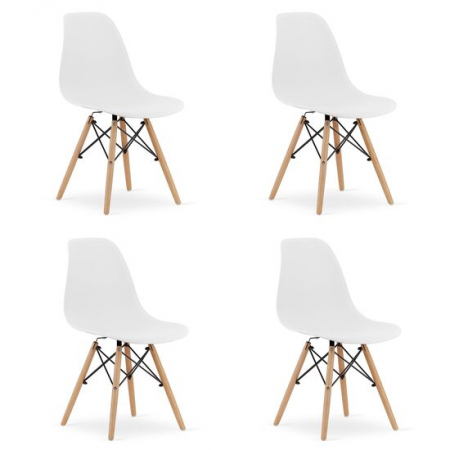 Scaune - SET 4 SCAUNE STIL SCANDINAV, ARTOOL, OSAKA, PP, LEMN, ALB, 46X54X81 CM